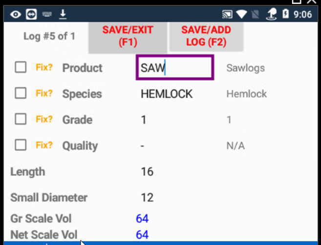screenshot of Log Scaling Software